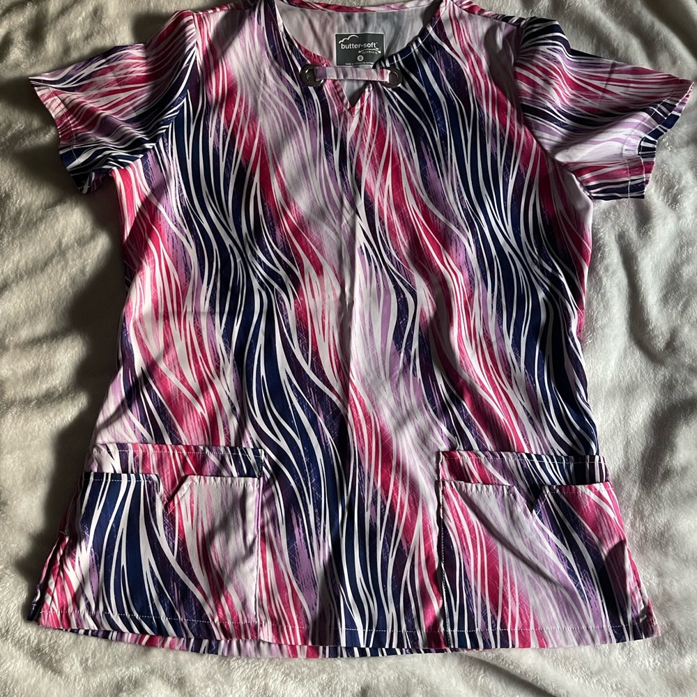 Butter-soft Women's Pink and Purple Patterned Top